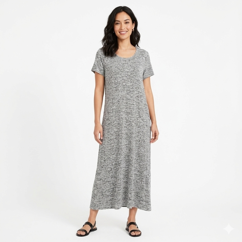 MOSSIMO Casual Heather Gray Maxi T-Shirt Dress 2XL Polyester Rayon Spandex Gray